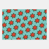クリスマスエレガントポインセチア花柄 ラッピングペーパーシート (正面3)
