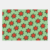 クリスマスエレガントポインセチア花柄 ラッピングペーパーシート (正面2)