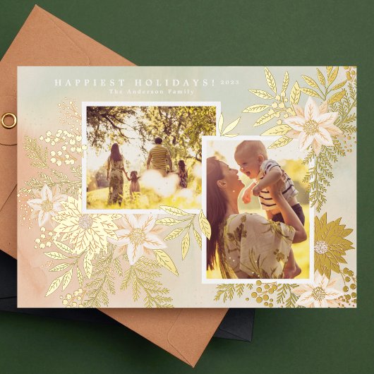 クリスマスエレガントポインセチア輝き 箔シーズンカード