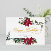 クリスマスエレガントポインセチア金ゴールド 箔シーズンカード (立ち正面)