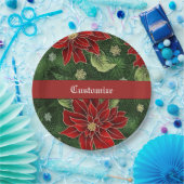 クリスマスエレガントポインセチア ペーパープレート (パーティー)