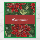 クリスマスエレガントポインセチア ワインラベル (シングルラベル)