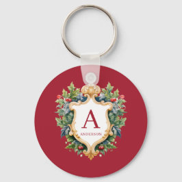 クリスマスエレガントモノグラム文字 キーホルダー