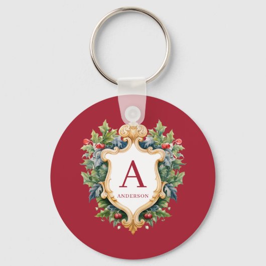 クリスマスエレガントモノグラム文字 キーホルダー (正面)