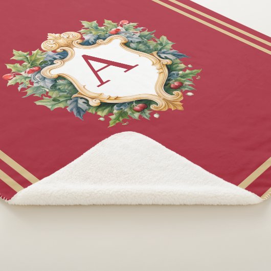 クリスマスエレガントモノグラム文字 シェルパブランケット (3/4)