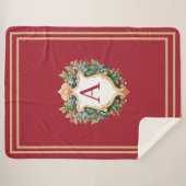 クリスマスエレガントモノグラム文字 シェルパブランケット (正面(横))