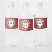 クリスマスエレガントモノグラム文字 ペットボトルラベル (ボトル)