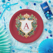 クリスマスエレガントモノグラム文字 ペーパープレート (パーティー)