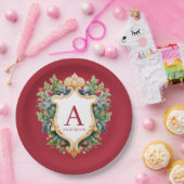 クリスマスエレガントモノグラム文字 ペーパープレート (パーティー)