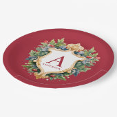 クリスマスエレガントモノグラム文字 ペーパープレート (アングル)