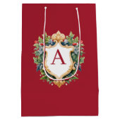 クリスマスエレガントモノグラム文字 ミディアムペーパーバッグ (裏面)