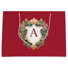 クリスマスエレガントモノグラム文字 ラージペーパーバッグ