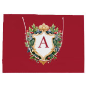 クリスマスエレガントモノグラム文字 ラージペーパーバッグ (裏面)