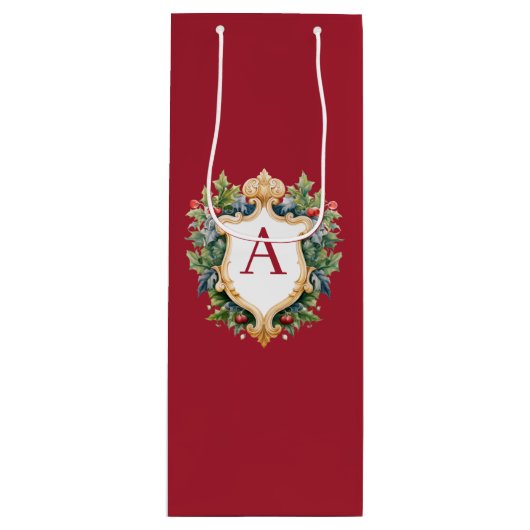 クリスマスエレガントモノグラム文字 ワインギフトバッグ (正面)