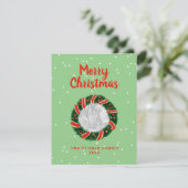 クリスマスエレガントリースの緑カスタムの写真ホール シーズンカード (スタンド正面)