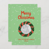 クリスマスエレガントリースの緑カスタムの写真ホール シーズンカード (正面/裏面)