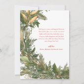 クリスマスエレガントレッドグリーン植物学リース シーズンカード (裏面)