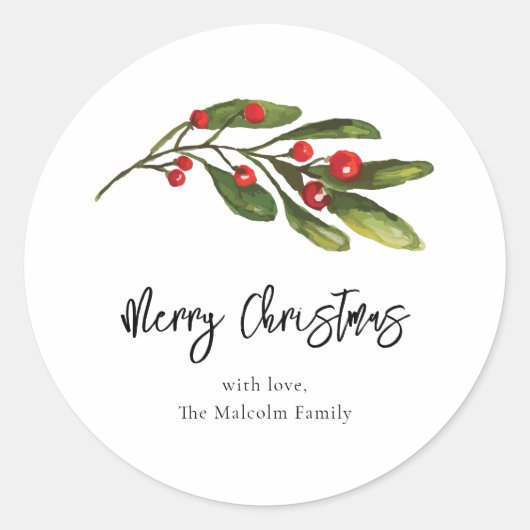 クリスマスエレガントレッドベリーのスクリプトファミリー ラウンドシール (正面)