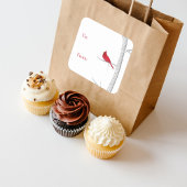 クリスマスエレガントレッド（鳥）ショウジョウコウカンチョウ冬樺の木ツリー スクエアシール