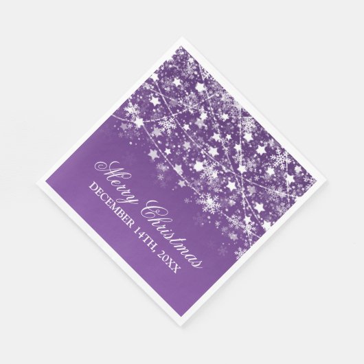 クリスマスエレガント休暇の文字列ライトパープル スタンダードランチョンナプキン (角)