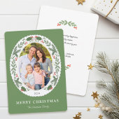 クリスマスエレガント休暇の緑のメッセージ写真 シーズンカード