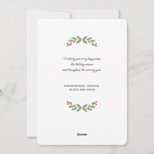 クリスマスエレガント休暇の緑のメッセージ写真 シーズンカード (裏面)