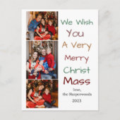 クリスマスエレガント休暇台本ファミリー3写真 シーズンポストカード (正面)