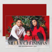 クリスマスエレガント休暇台本ファミリーOne写真 シーズンカード (正面/裏面)