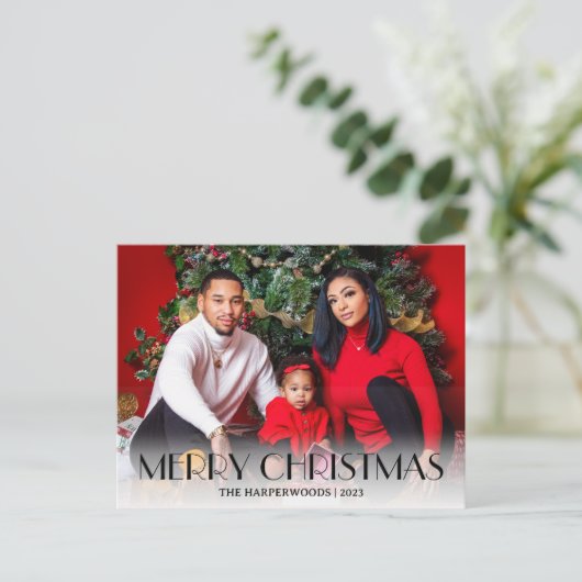 クリスマスエレガント休暇台本ファミリーOne写真 シーズンポストカード (スタンド正面)