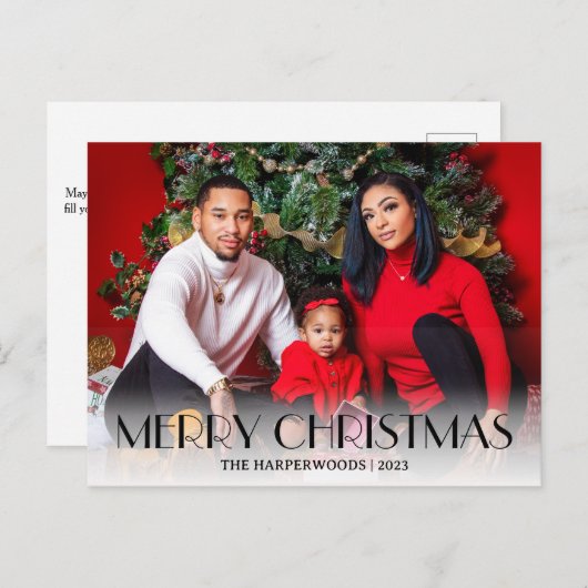 クリスマスエレガント休暇台本ファミリーOne写真 シーズンポストカード (正面/裏面)
