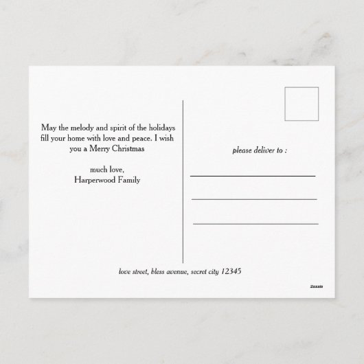 クリスマスエレガント休暇台本ファミリーOne写真 シーズンポストカード (裏面)