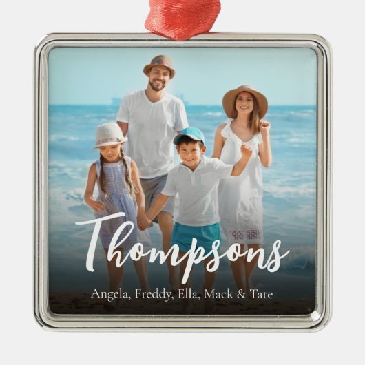 クリスマスエレガント写真シンプル書道台本 メタルオーナメント (正面)