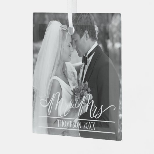 クリスマスエレガント写真パーソナライズされた ガラスオーナメント (正面左)