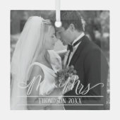 クリスマスエレガント写真パーソナライズされた ガラスオーナメント (正面)