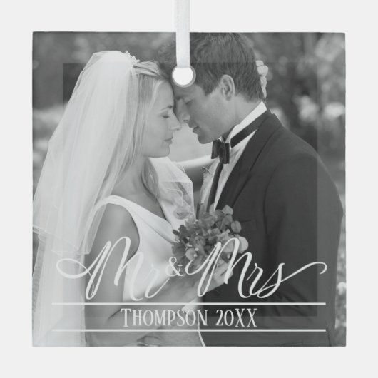 クリスマスエレガント写真パーソナライズされた ガラスオーナメント (正面)