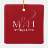 クリスマスエレガント写真Mr.and Mrs.シンプル Christmas セラミックオーナメント (裏面)