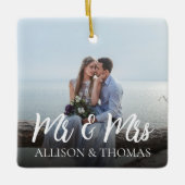 クリスマスエレガント写真Mr.and Mrs.シンプル Christmas セラミックオーナメント (正面)