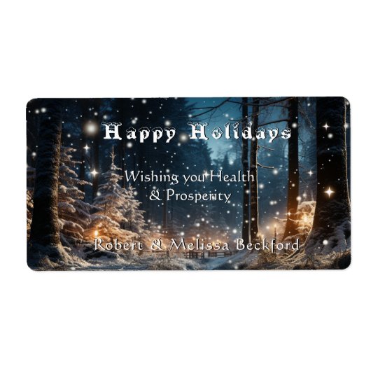 クリスマスエレガント冬フェスティバル林 ラベル (正面)