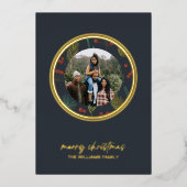 クリスマスエレガント冬季の緑 箔シーズンカード (正面)