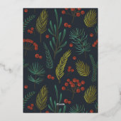 クリスマスエレガント冬季の緑 箔シーズンカード (裏面)