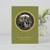 クリスマスエレガント冬季の緑 箔シーズンカード (立ち正面)