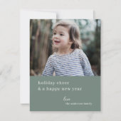 クリスマスエレガント応援 |グレイシッシュグリーン写真シック シーズンカード (正面)