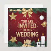 クリスマスエレガント結婚式招待状カード 招待状 (正面/裏面)