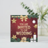 クリスマスエレガント結婚式招待状カード 招待状 (スタンド正面)