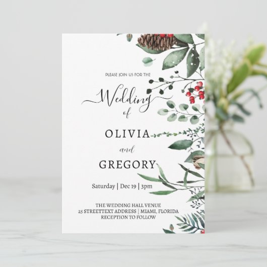 クリスマスエレガント結婚式招待状 招待状 (スタンド正面)