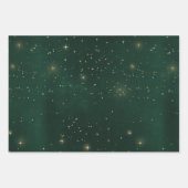 クリスマスエレガント豪華金ゴールド星模様 ラッピングペーパーシート (正面3)