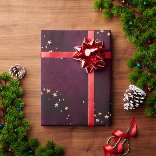 クリスマスエレガント豪華金ゴールド星模様 ラッピングペーパー (クリスマスギフト)