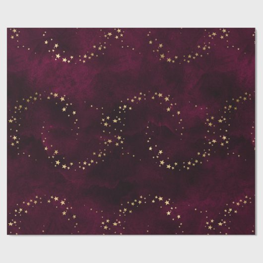 クリスマスエレガント豪華金ゴールド星模様 ラッピングペーパー (フラット)