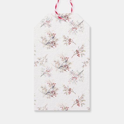 クリスマスエレガント赤い果実の鳥 ギフトタグ (裏面)