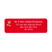 クリスマスエレガント赤のスクリプト名のアドレ素朴ス ラベル (正面)